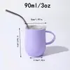Nuevo Vaso de Vino Pequeño Creativo con Asa Termo de Acero Inoxidable 304 Taza de Café 3oz Vaso Portátil con Popote al por Mayor