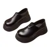 Mocasines para mujer 2026 otoño nuevo casual sin cordones suela gruesa que aumenta la altura punta redonda adelgazantes zapatos individuales de piel para personas menudas