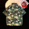 Camisa estampada de pintura al óleo retro de manga corta para hombre, marca de moda, holgada, oversize, casual, camisa hawaiana, top para pareja