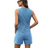 Traje de Shorts de Mezclilla Casuales de Verano para Mujer de Comercio Exterior Transfronterizo Europeo y Americano Amazon Aliexpress Lavado Nuevo sin Mangas