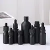 Botella Roll-On de Aceite Esencial Negra Vidrio Opaco Cabezal Roller Gotero Portátil Tapa Antirrobo Botella Tamaño Viaje Cosméticos Sérum