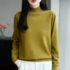 Estilo Novo Outono e Inverno Camiseta Básica Meia-Gola com Strass Quente para Mulheres com Suéter Grosso Estilo Preguiçoso Solto Top de Malha Gola Média