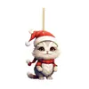 Decoración Navideña Nueva para Amazon Transfronterizo Serie Gatito Navideño Colgante para Árbol de Navidad Acrílico Colgante para Coche
