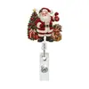 Porta credencial retráctil navideño con cordón, Papá Noel, Reno, Clip retráctil para credencial de acrílico, Porta identificación de oficina para personal médico