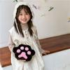 Otoño e Invierno caricatura felpa bolsa para niños linda garra de gato suave niña cadena hombro mensajero bolsa monedero para niñas al por mayor
