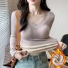 Tops Calientes para Mujer en Otoño e Invierno, Terciopelo Grueso con Encaje y Almohadillas en el Pecho, Ropa de Otoño de Manga Larga, Camisetas Básicas Ajustadas