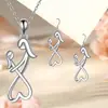 Sencillo Día de la Madre Exquisito Elegante Fresco Dulce Regalo Conmemorativo Collar y Aretes Madre e Hija Moda Personalidad Versátil