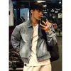 Chaqueta de mezclilla azul claro retro americana transfronteriza para hombres a la moda, abrigo casual limpio estilo yuppie para primavera y otoño