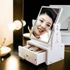 Espejo de Maquillaje de Escritorio, Caja Portátil para Almacenamiento de Cosméticos, Caja Grande para Labiales y Joyas, Estante de Almacenamiento a Prueba de Polvo para Productos para el Cuidado de la Piel