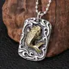 Collar Colgante de Pez Koi de Año Nuevo para Hombres y Mujeres Chapado en Plata Moda Vintage Personalidad Etiqueta Pequeña Colgante con Grabado