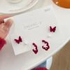 Colección de Pendientes con Lazo Rojo Terciopelo de Año Nuevo para Mujer, Pendientes Geométricos Elegantes Versátiles con Pasador de Plata 925