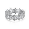 Anillo de Plata de Ley S925 Nuevo Producto Japonés y Coreano para Mujer Diseño de Rombos Redondos con Circonitas de Colores Anillo Fino de Alta Gama para Mujer