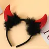 Accesorios para el Cabello de Fiesta de Halloween, Navidad, Baile de Graduación, Diadema con Anillo de Pluma Blanca de Ángel, Diadema con Cuernos de Diablo