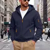Moletom com capuz e zíper, de corte solto, para outono e inverno, com bolsos laterais, estilo esportivo, oversized e casual, adequado para exportação