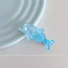 Pinza para el pelo linda y transparente como el hielo de color azul oceánico con diseño de pececitos y estrellas de mar, pinza lateral, pinza para flequillo, pasador fresco y simple