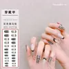 Peça de nail art rede vermelha branca cor semitransparente corrente diamante blush florido nail art laço produto acabado removível