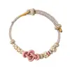 Nudo de Flor de Durazno Ruyi Pulsera Portátil de Oro Semi-Terminada DIY Hilo Rojo Amuleto de Buena Suerte Tejido a Mano para Mujeres