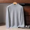 Suéter de Punto Grueso 100% Cachemira Otoño/Invierno Nuevo para Hombre, Siete Puntos, Doble Hilo, Hombro Ranglán, Cuello Alto Mediano, Color Sólido