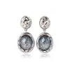 Pendientes de botón de estrella azul retro francesa con diseño de lava para mujer, lujo ligero, diseño de nicho, pendientes de moda de alta gama, joyería para orejas