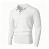 Suéter de punto liso con cuello POLO para otoño e invierno para hombre, moderno, a la moda, jersey casual, camisa base elegante