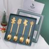 Talheres de Natal Dos Desenhos Animados 304 Colher de Café de Aço Inoxidável Criativo Doméstico Sobremesa de Natal Colher de Mistura terno Colher