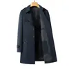 Casaco trench coat masculino transfronteiriço para outono e inverno, com gola reversa, comprimento médio, cinto removível, adequado para estilo business casual e formal de meia-idade, moderno