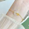 Pulsera de Plata de Ley S925 con Doce Flores, Diosa, Calcedonia Blanca, Hebilla de Paz para Niñas, Nuevo Estilo Chino, Fresca y Sencilla, Nuevo Modelo Primavera y Verano