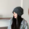 Gorro Vintage Estilo Wasteland Folgado para Mulheres, Chapéu de Frio Pulôver com Design Nicho Americano para Primavera e Outono, Chapéu Turbante Solto que Afina o Rosto