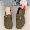 Zapatos de mujer estilo Birkenstock de piel plena flor, nuevo modelo otoño 2026, versátiles, de suela blanda, cómodos, zapatos de vestir para mujer que no cansan