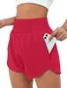 Shorts de Yoga para Mujer, Sensación de Segunda Piel, Secado Rápido, Ligeros, Estilo Falso de Dos Piezas, Cintura Alta, Doble Capa, para Correr, Fitness y Yoga