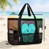 Linda bolsa de almacenamiento para juguetes de playa para niños, bolsa de malla de gran capacidad para natación, uso al aire libre en la costa, bolsa de mano de malla para traje de baño
