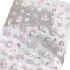 Adhesivo de Uñas Rosa Lindo Estilo Ins con Conejito, Corazón Estéreo en Relieve, Lazo, Decoración de Uñas Ccddiy, Impermeable