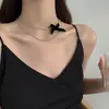 Colar de corrente para clavícula com strass em formato de laço, design de nicho de luxo leve, temperamento simples, versátil, moda, acessórios de personalidade, mulheres