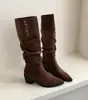 Botas de Caballero Versátiles para Adelgazar de Dos Usos Otoño/Invierno Retro Amigables para Personas Bajas Diseño Botas Largas Nuevas para Mujer Plegadas Botas 2026