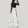 Novedad de Primavera y Otoño: Pantalones de pierna ancha adelgazantes de moda estilo callejero americano, Pantalones deportivos casuales regulares simples de alta costura con tres rayas