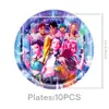 Nuevos Suministros para Fiesta Temática K-Pop Blue Hunter Girl Group Platos de Papel Desechables Vasos de Papel Manteles Juego de Banderines