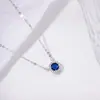 Nuevo Collar Redondo de Plata de Ley S925 con Zafiro Nicho Exquisito Lujo Accesible Gama Alta Transfronterizo Europeo y Americano Venta Caliente