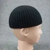 Gorra Corta de Melón Transfronteriza para Hombre en Otoño e Invierno, Estilo Grueso que se Puede Usar con Casco, Turbante de Lana, Gorro de Punto Frío para Calvo en Otoño e Invierno