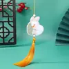 Festival do Meio do Outono Coelho de Jade Bordado Franja de Borla Pingente DIY Estilo Antigo Hanfu Botão de Pressão Acessórios Decorativos Pingente de Cintura Ornamento Suspenso