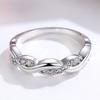 Anillo Nuevo de Diamantes en Fila Torcido para Mujer Moda Dedo Índice Anillo de Cola Abierto Meñique Grupo Incrustado Brillante Torcido Moda Anillo para Mujer