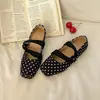 Retro Ballet Style French Flat Shallow Mouth Women's Shoes 2026 New Autumn Evening Shoes Polka Dot Mary Jane Shoes