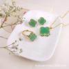 Conjunto de tres piezas con incrustaciones de jade dorado natural de Xinjiang, pendientes colgantes de jade Dongling, esmalte antiguo, suministro vivo