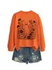 Amazon eBay sitio independiente moda elegante divertida mujer flor de fantasma floral cuello redondo manga larga sudadera capa base