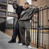Moletom com Capuz de Manga Longa Harajuku Hip Hop Padrão de Letras Personalizado Unissex Outono Inverno Calça Longa Casual Larga de Perna Larga Americana