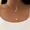 Joias Transfronteiriças: Colar Dupla Camada Simples e Estiloso em Formato de Coração com Diamantes, Acessório de Corrente para Clavícula Versátil e na Moda