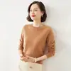 Primavera y Otoño Nuevo Estilo Tejido de Punto para Mujer Cuello Redondo Color Sólido Manga Larga Suéter Delgado Casual Versátil Estilo Coreano Top Capa Base