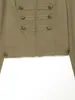 Chaqueta Corta Verde Militar con Cuello Alto y Hebillas Metálicas para Otoño 2026, Estilo Militar Vintage, Chaqueta Delgada para Principios de Otoño