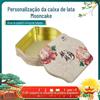 Caixa de Metal para Bolo da Lua de Meio-Outono Fabricada em Dongguan, Caixa de Presente de Embalagem de Folha-lata de Camada Única com Formato Especial de 4 Peças, Exclusivamente para Fornecimento Transfronteiriço