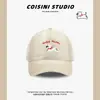Gorra de Béisbol Bordada de Cachorro Lindo Estilo Coreano Parte Superior Suave para Mujer Primavera y Verano Vintage Versátil Cara Grande Cabeza Pequeña Gorra Moderna