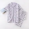 Pijama Masculino de Algodão Fino para Verão, Calça Longa de Manga Curta, Algodão Casual para Primavera e Outono, Pode Ser Usado Fora, Conjunto de Roupa de Casa para Jovens Masculinos